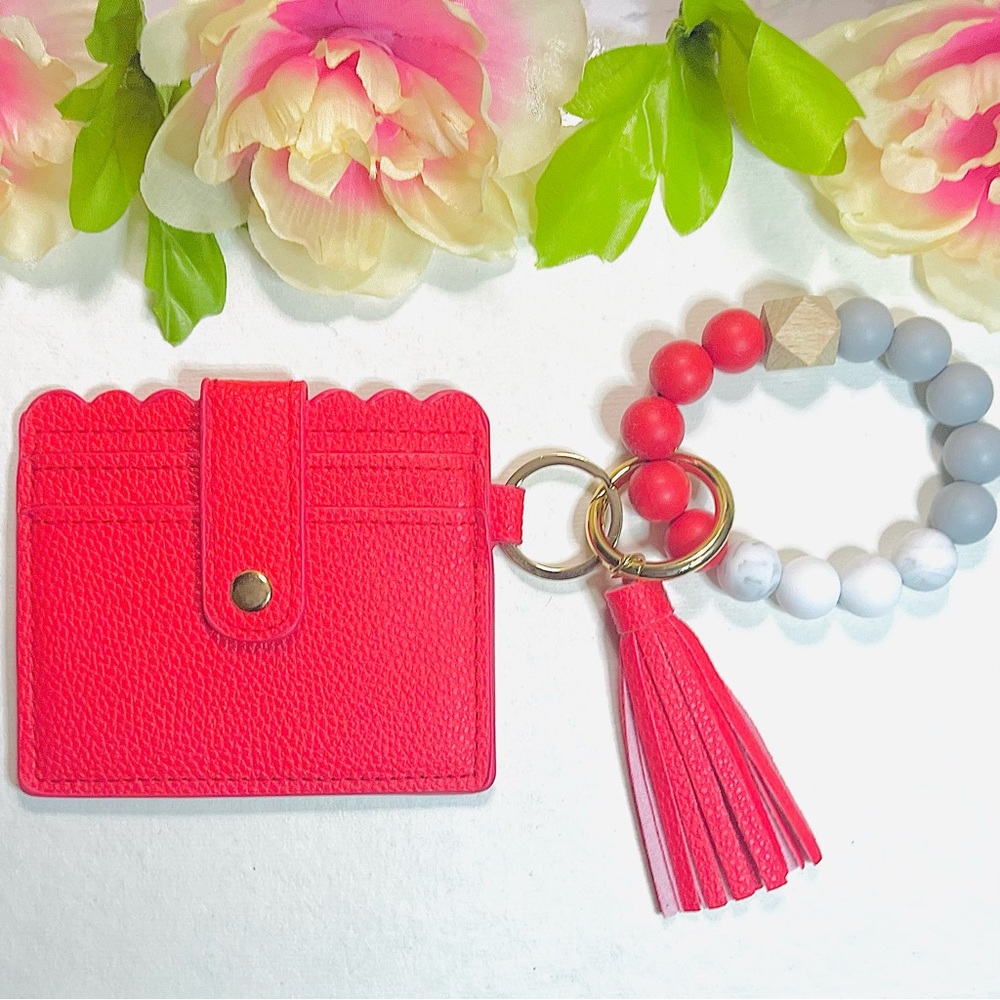 Wristlet Card Wallet Bracelet in Red - Picture 6 of 6